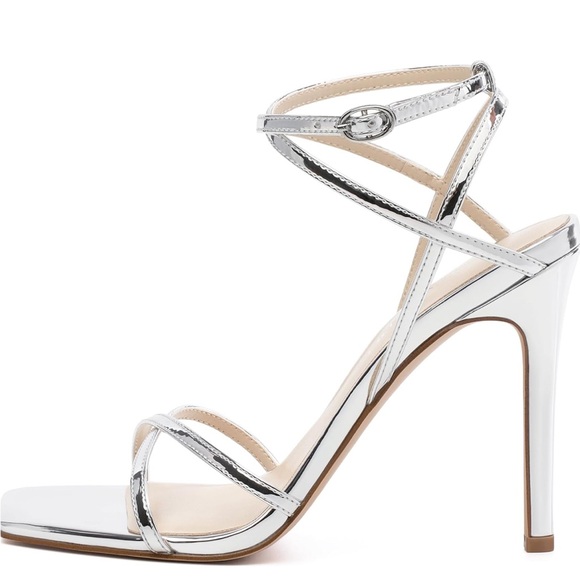 Strappy High Stiletto Heels, Ankle Strap Heeled Sandals  Square Open Toe Heels - Picture 2 of 7